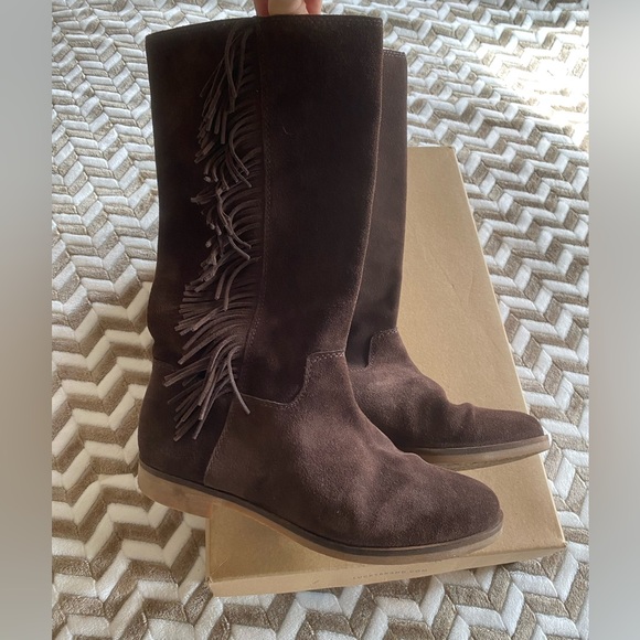 Lucky Brand Grayer Fringe Tall Boot Java Brown 9 - Picture 4 of 14